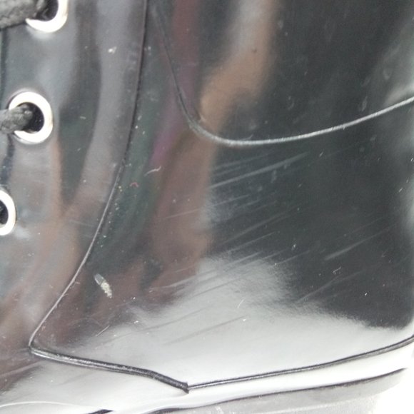 ROMA Black Epaga Lace Up Rain Rubber Combat Boots Sz 8 - Picture 8 of 12